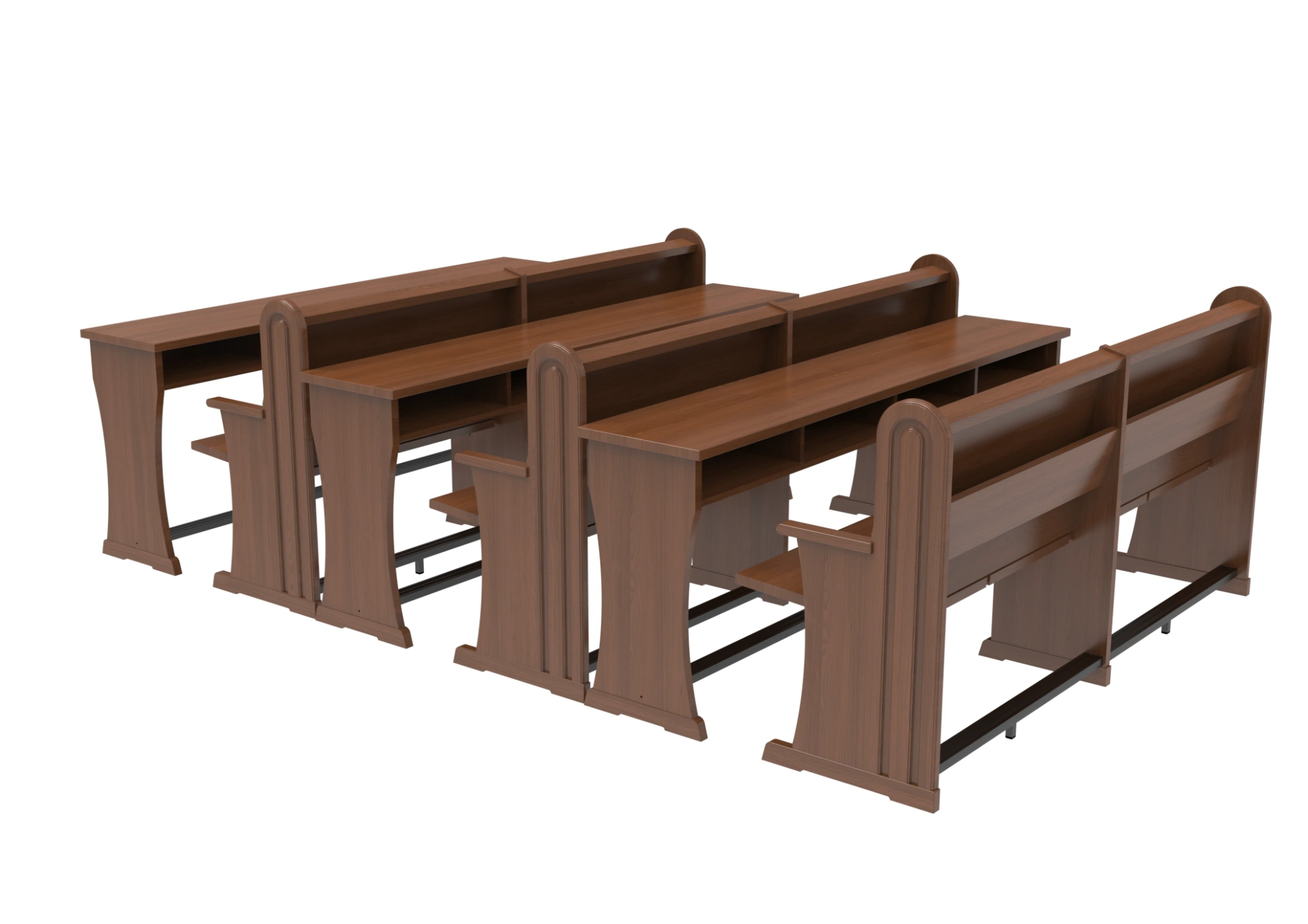 שורת ספסלים עם שולחנות